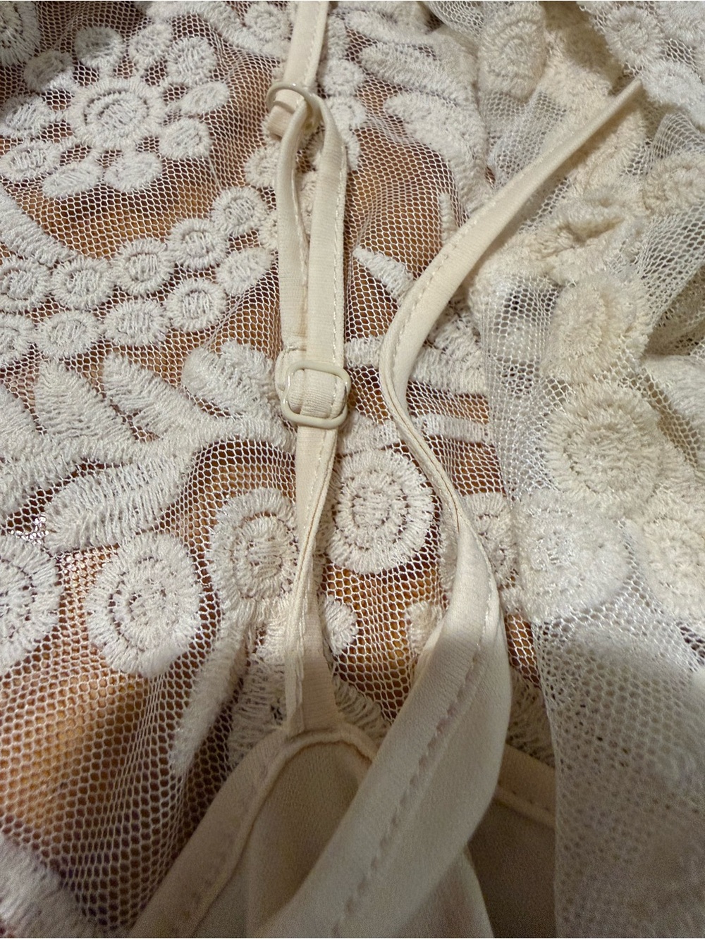 Express White Floral Lace Embroidered Scoop Neck Long Sleeve Mini Dress Sz M - Picture 8 of 11